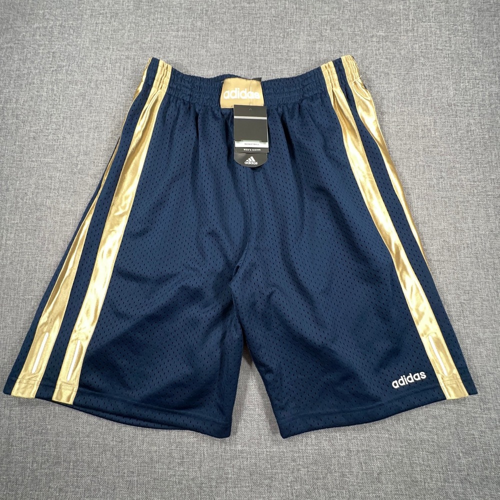 Vintage Y2K Adidas Rematch Rec Basketball Shorts Mens XL Navy Gold Mesh NEW